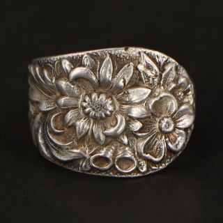 Vtg Sterling Silver - S.  Kirk & Son Floral Spoon Handle Ring Size 3.  5 - 10.  5g