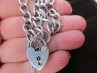 Vintage Silver Charm Bracelet English Sterling Old Pretty Curb Links Large Chain