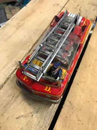 Vintage Friction Tin Toy Fire Engine Made In Japan Fire Truck