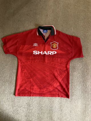 Vintage Umbro Manchester United Sharp Home Shirt 1994/6 Size Xl