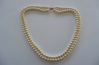 Ciro Vintage 2 Row Cream Luster Faux Pearl Necklace,  9ct Clasp - C1950 