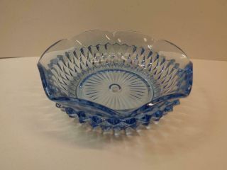 Vtg Ice Blue Indiana Glass Diamond Point Crimped Sauce Relis Bowl Nut Candy Dish