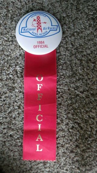 1984 Reno Air Races Official Pin And Ribbon -