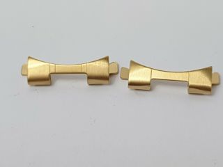 Vintage Mens Gold Stainless Steel Watch Bracelet Links,  20mm Curved End Links