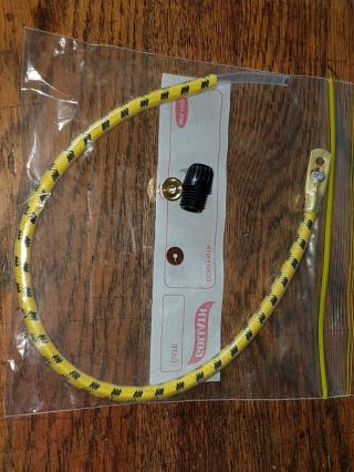 Vintage Yellow/black Braided Ht Lead Brass Nut Acorn Washer Shrink Wrapped 12 "