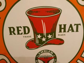 Vintage Royal 400 Red Hat Gasoline Porcelain Sign 3
