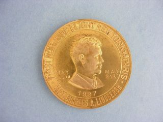 1927 Charles A.  Lindbergh First Non - Stop Flight Ny To Paris - - Lucky Coin Token