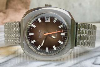Vintage Avia Swissonic Electronic Gent’s Wristwatch.  Brown Dial.