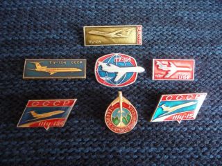 Set Of 7 Ussr Soviet Badge Aviation Aircraft Tupolev Tu - 134 Tu - 154