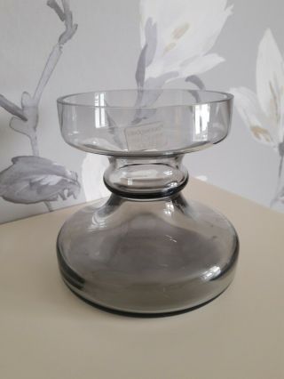 Vintage Wedgwood Smokey Grey Glass Hyacinth Bulb Vase