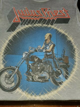 Vintage 80s Judas Priest Defenders Of The Faith Tour 1984 T - Shirt Sleevless