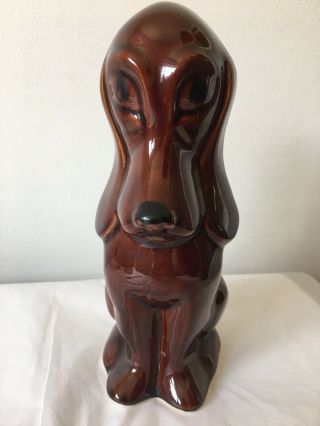 Vintage 1960s Brown Ceramic Sad Face Dog Ornament Kitsch Collectable