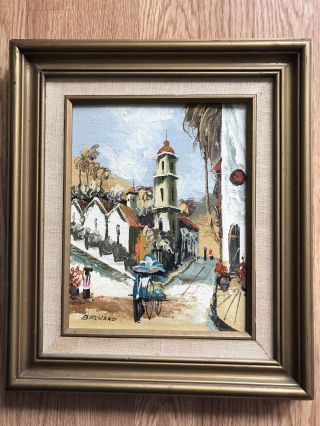 Vintage Oil Painting On Wood S.  Of The Border: R.  Birchard Impressionism Signed
