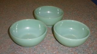 Vintage Fire King Oven Ware Jadeite 3 Bowls Restaurant Chili Soup Cereal 5 In.