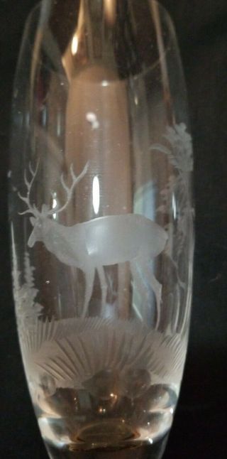 VINTAGE THERESIENTHAL CRYSTAL CHAMPAGNE GLASSES W/ETCHED PHEASANT & STAG 2