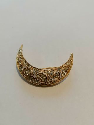 Vintage Signed A&s Jewellery Attwood & Sawyer Victorian Crescent Brooch Pin