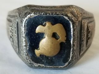 Vintage Sterling Silver U.  S.  Marine Corps Ring W/ Ega - Usmc