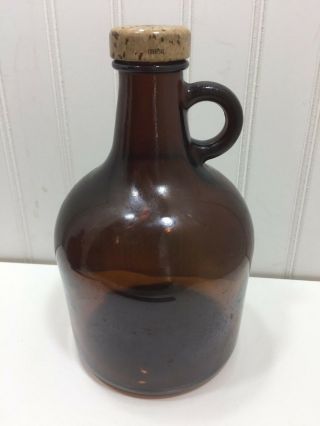 Vintage Amber Brown Glass Bottle Jug With Cap Shake Well 24868