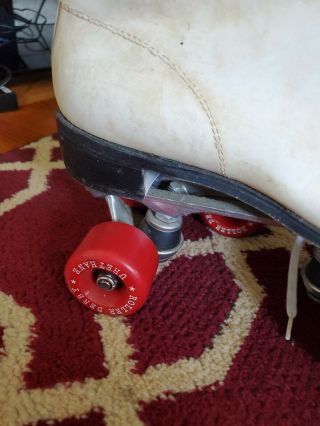 ROLLER DERBY Vintage Women/Men Skates White Leather Size 10 Red Urethane Wheels 3