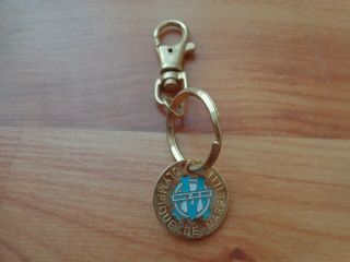 Vintage Olympique De Marseille Gold Crest Football Keyring Keychain Metal Badge