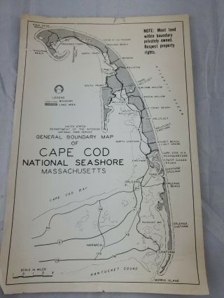 Vtg Cape Cod National Seashore General Bounary Map