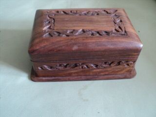 Vintage Wooden Hand Carved Puzzle Locking Jewellery/ Trinket Box