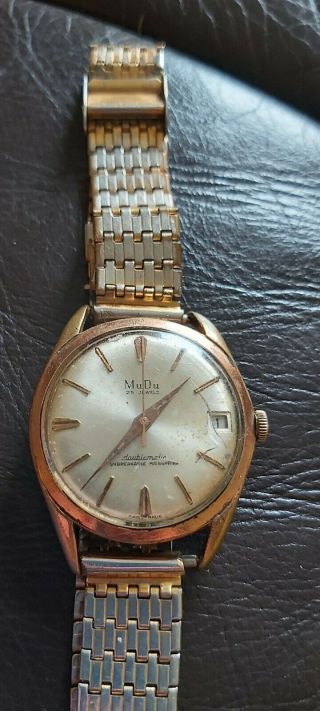 Vintage Mudu Doublematic 25 Jewel Unbreakable Mainspring Mens Swiss Watch