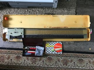Vintage Prazisa Home Knitting Machine W/ Instructions Tools Attachments