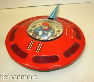 Vintage Japan Marubishi Astro 8 Flying Saucer Friction Spaceship Space Toy