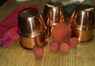 Vintage Copper Cup And Ball Set With Bag