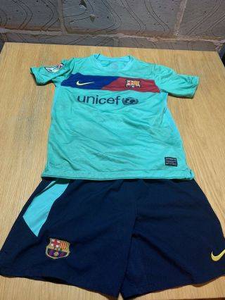 Vntg Barcelona 2010 - 2011 Away Football Shirt/shorts Messi10 Size Medium Boys