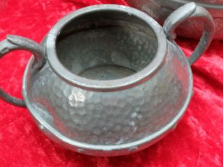 Vintage 1930s Pewter Tea Pot,  Sugar bowl and milk jug (B0453) 2