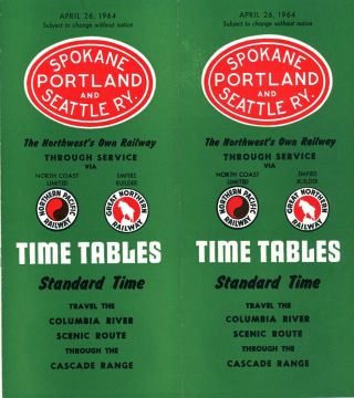 Spokane,  Portland & Seattle Ry,  System Passenger Time Table April 24,  1964