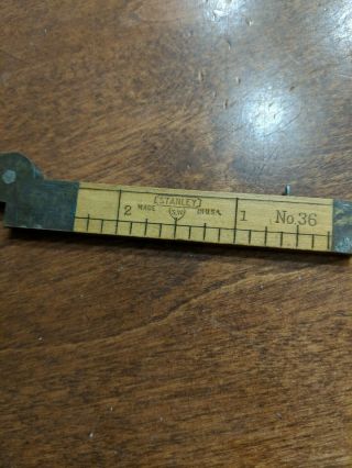 Vintage Stanley Number 36 1/2 Boxwood & Brass Fold Out Ruler With Calipers 2