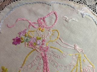 Vintage Hand Embroidered Textile Crinoline Lady in a Country Garden 2