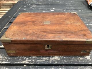 Vintage Antique Walnut Brass Banded Workbox No.  35