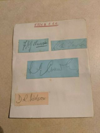 Vintage County Cricket Autograph Signed Paper Essex X 10 Players