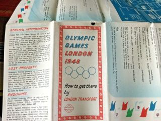 Vintage London Transport 1948 London Olympic Games Detailed Map