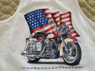 Mens White Tank Wi Harley Davidson And Flag Decal On Back 2xl