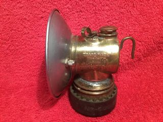 Vintage Brass Justrite Carbide Miners Lamp W/ Rubber Grip - Patent Applied For