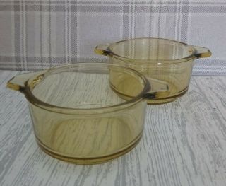 Vintage Brown Amber Glass Bowls Dishes