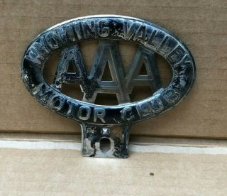 Vintage Wyoming Valley Motor Club Aaa License Plate Topper