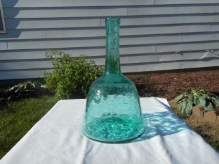 Vintage Blenko Crackle Glass Decanter 6122 Turquoise