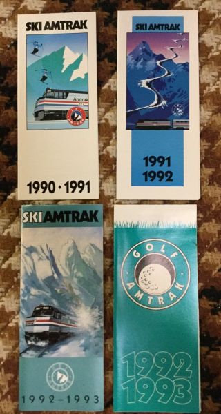 1990 - 1993 Amtrak Ski & Golf Illustrated Travel Brochures