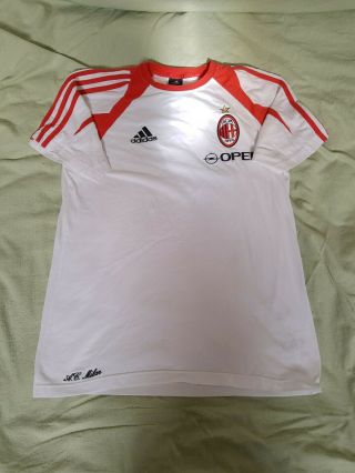 Vintage Adidas A.  C Milan Football T - Shirt White Size L