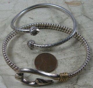 2 Vintage Sterling Silver Bangle Bracelets 48.  9 Grams