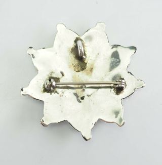 Vintage sterling silver inlaid gemstones Zuni sun symbol pin or pendant 3