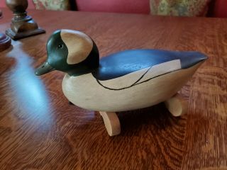 Hand Carved Duck Decoy (merganser?) - Signed F.  J.  Dobbins,  Jonesport,  Maine