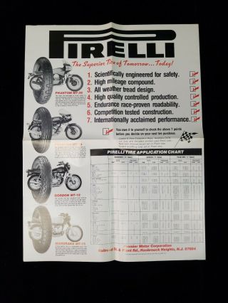 1979 Pirelli Tire Poster,  Premier Ducati 900gts 900ss Bmw R60 R65 Honda Cb750