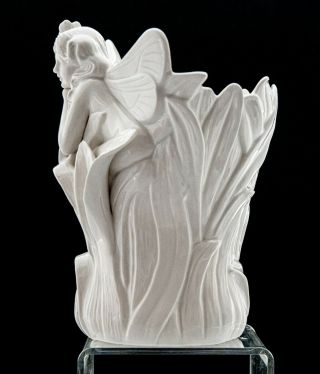 Vintage Fitz & Floyd White Porcelain Fairy Vase Art Nouveau.  Made in Japan 3